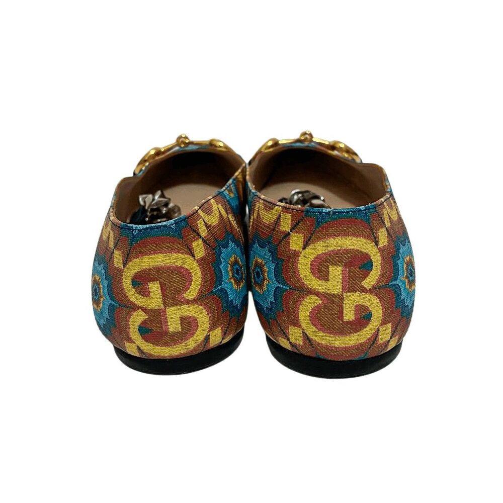 Gucci Liberty Horsebit GG Logo Ballet Flat Chain Strap Canvas Multicolor EU 37.5 - Picture 7 of 12